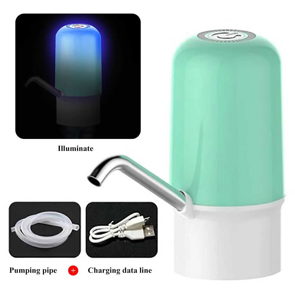 Электрический диспенсер для воды бутылка для питьевой воды насос usb зарядка диспенсер галлон портативный переключатель для дома и офиса - Цвет: green with LED
