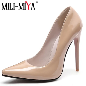 

MILI-MIYA Woman High Heels Ladies Shoes 12CM Heels Pumps Women Shoes High Heels Sexy Solid Wedding Shoes Stiletto Handmade