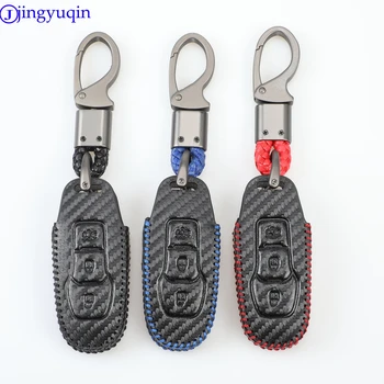 

jingyuqin Carbon Fiber Key Case Cover Car Smart Key For Ford Mondeo 2.0T Kuga Mustang 2015 Edge Remote Protector Holder