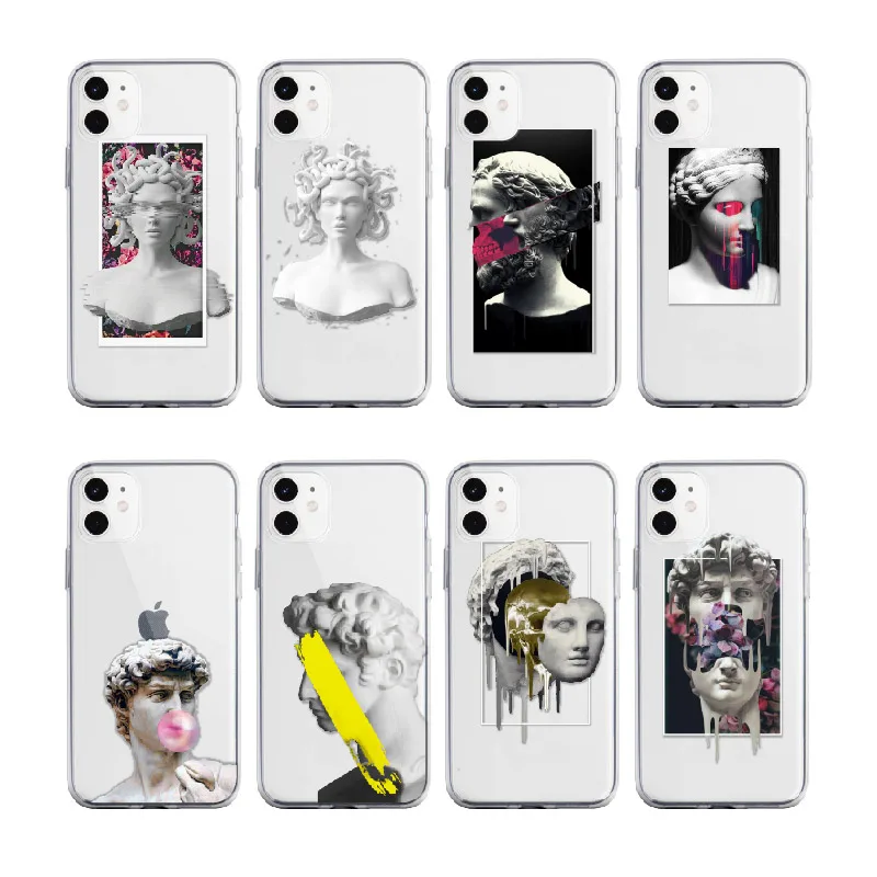 Давид Микеланджело медуса Римская Статуя для iPhone13 12 11 Pro 7Plus 7 8 8Plus X XS Max XR мягкий