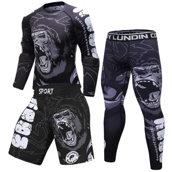 

Tracksuits Breathable Running Set Elastic Sports Suits Jogging Training Gym Fitness Workout Clothes Quick Dry Sportswear Male