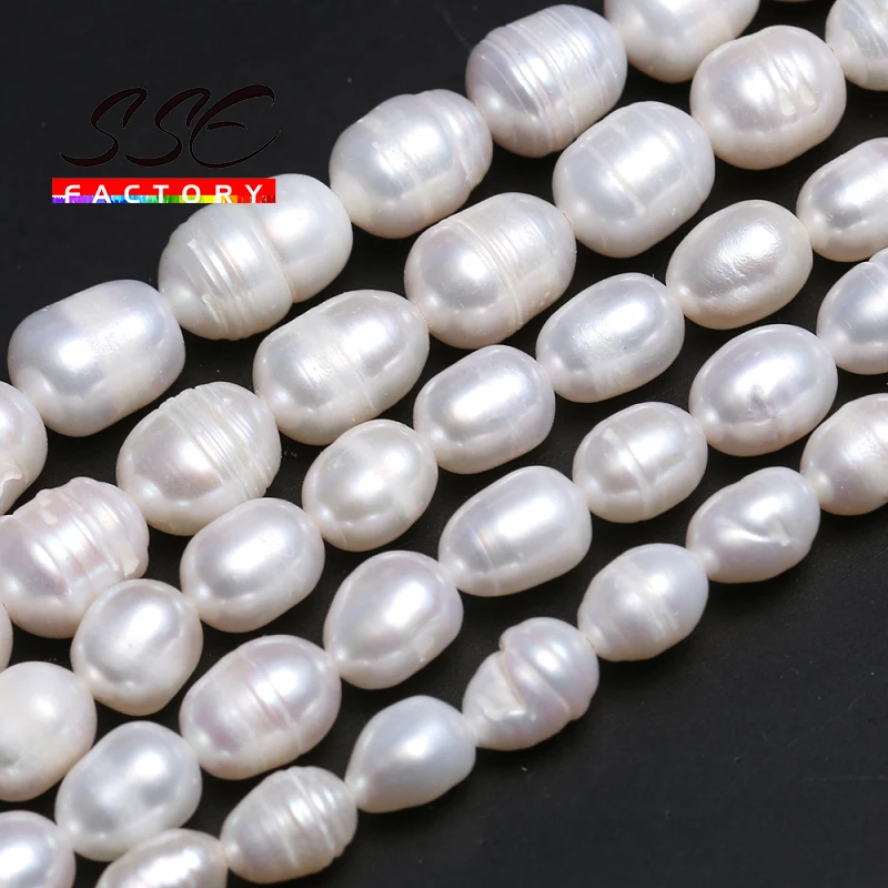 

100% Natural Freshwater Pearl Irregular Rice Shape Beads For Jewelry Making DIY Bracelets Necklace 4 5 6 7 8 9 10 11mm 15"Strand