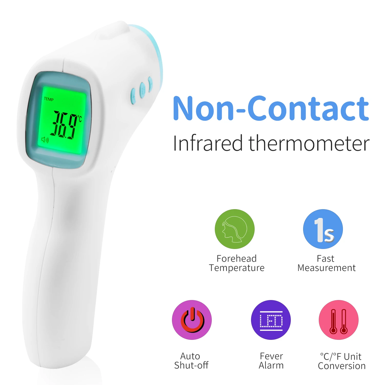 

Infrared Thermometer Forehead Non Contact Temperature Gun Handheld Measurement Fast Measure Digital for Baby Adult Human Body