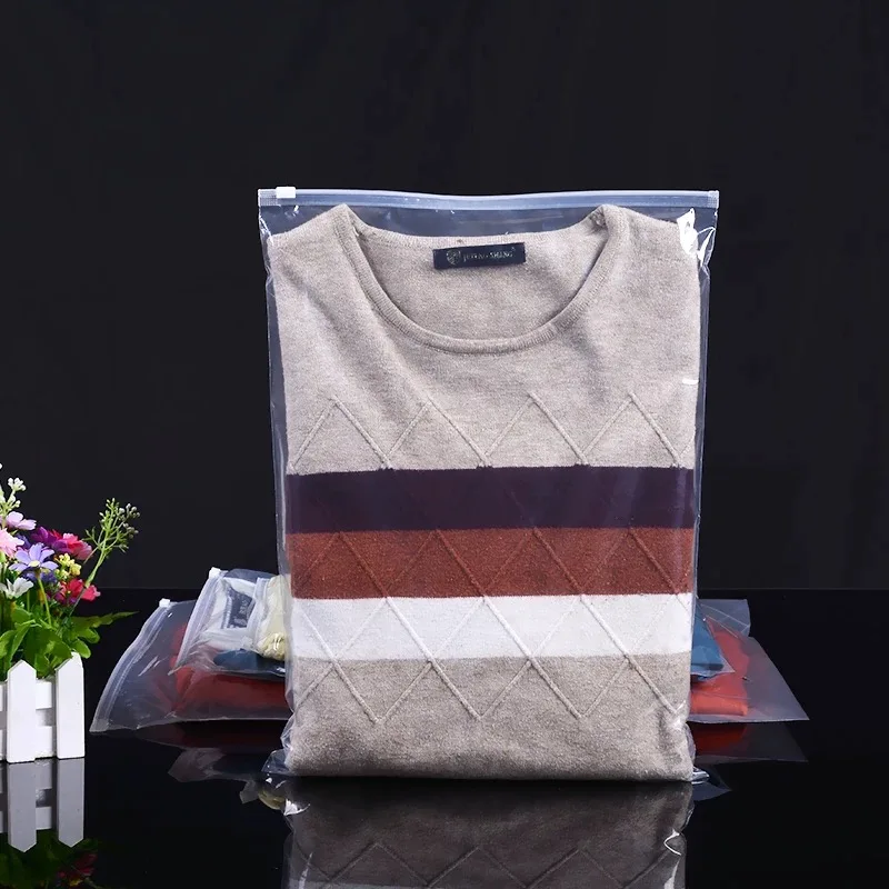 

Clear Plastic Reclosable Zipper Poly Bag,10Pcs 4 sizes cloth t-shirt Storage Packaging Bag for Gift Clothes Shoes Jewelry
