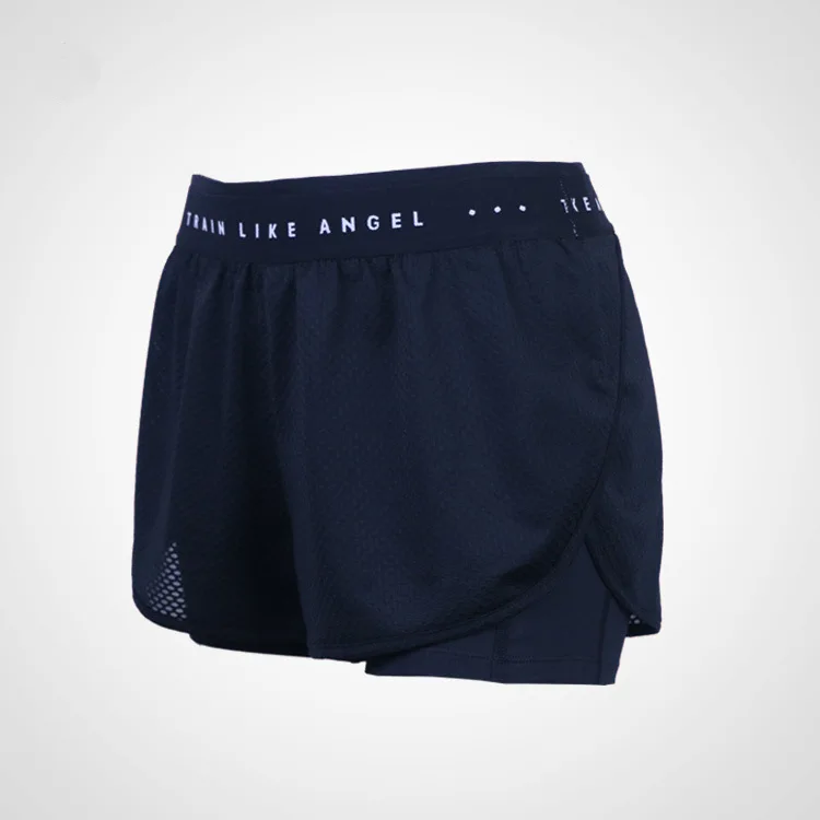 

Elastic Mesh Breathable Double Layer Anti-Exposure Fake Two-Piece Training Running Fitness WOMEN'S Sports Shorts