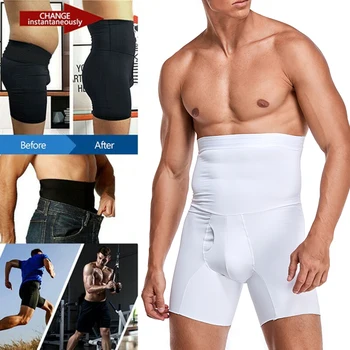 

Men Body Shaper Waist Trainer Compression Shorts Tummy Control High Waist Boxer Modeling Shapewear Boxer Briefs Open Crotch Pant