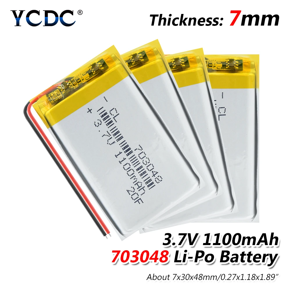2020 Новый 1/2/4 шт. 703048 Lipo Батарея 3 7 V 1100mAh литий полимерные элементы для MP3 MP4 MP5 GPS Tablet