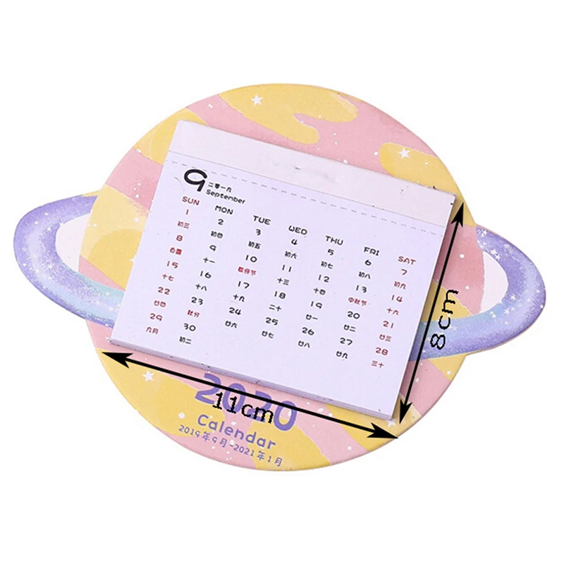 Creative Colorful Planet Calendar Wall Sticker Mini Portable Calendars Daily Table Planner.09~.12