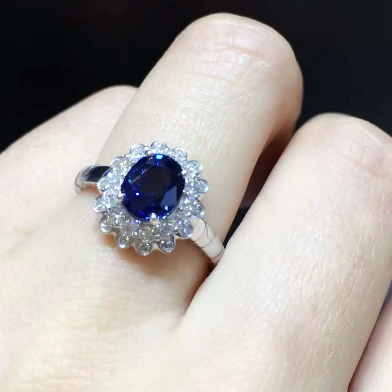 18K золото 2.021ct натуральный сапфир женское кольцо с 0.427ct Бриллиантовая установка новое Изысканное Украшение на свадьбу обручальное кольцо