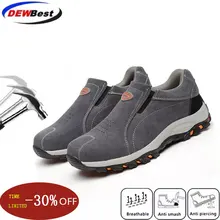 Dewbest/брендовые ботинки для работы и безопасности из нержавеющей стали, большие размеры 35-46 женская обувь из натуральной кожи на среднем каблуке
