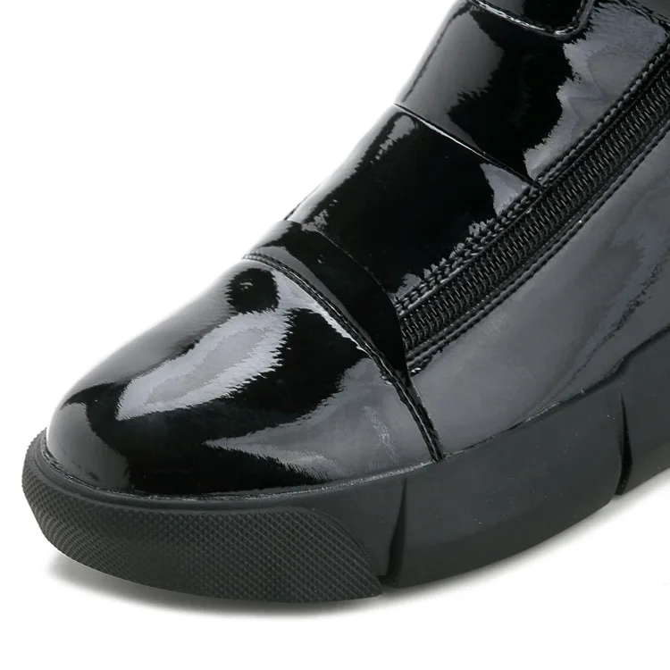SWYIVY/зимняя обувь из искусственной кожи на плоской подошве; женские ботинки на платформе; коллекция года; Цвет Черный плюшевый; модные зимние ботильоны для женщин; ботинки