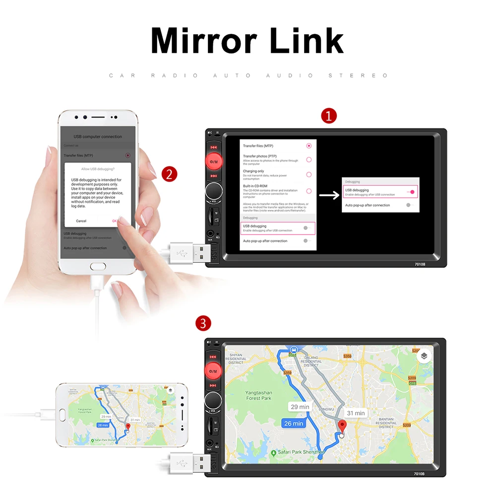 2 din car radio 7 HD Player MP5 Touch Screen Digital Display Bluetooth Multimedia USB 2din Autoradio Car Backup Monitor