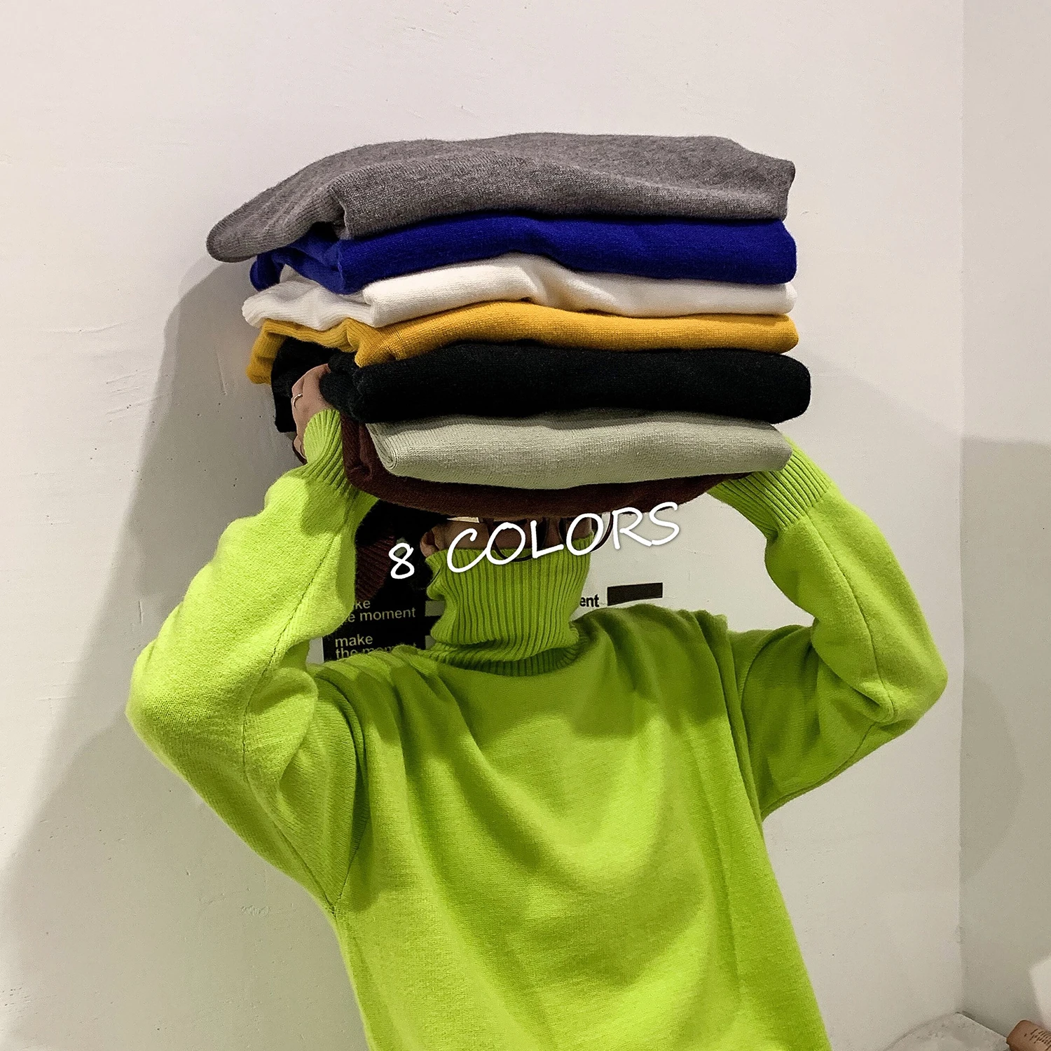 

2019 Winter Men's Solid Color Knitting Woolen Bottoming Sweater Cashmere Knitting Keep Warm Pullover Slim Fit 8 Color Coat M-2XL