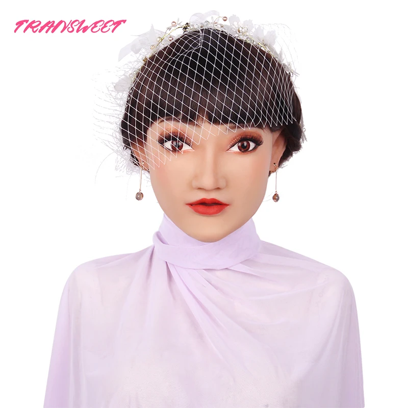

TRANSWEET Silicone Artificial Realistic Female Mask for Crossdresser Halloween Cosplay