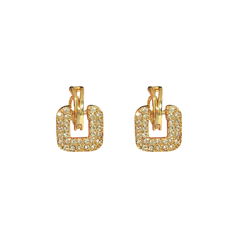 

DREJEW Small Gold Square Rhinestone Statement Earrings 2019 925 Alloy Crystal Stud Earrings Sets for Women Wedding Jewelry E3951