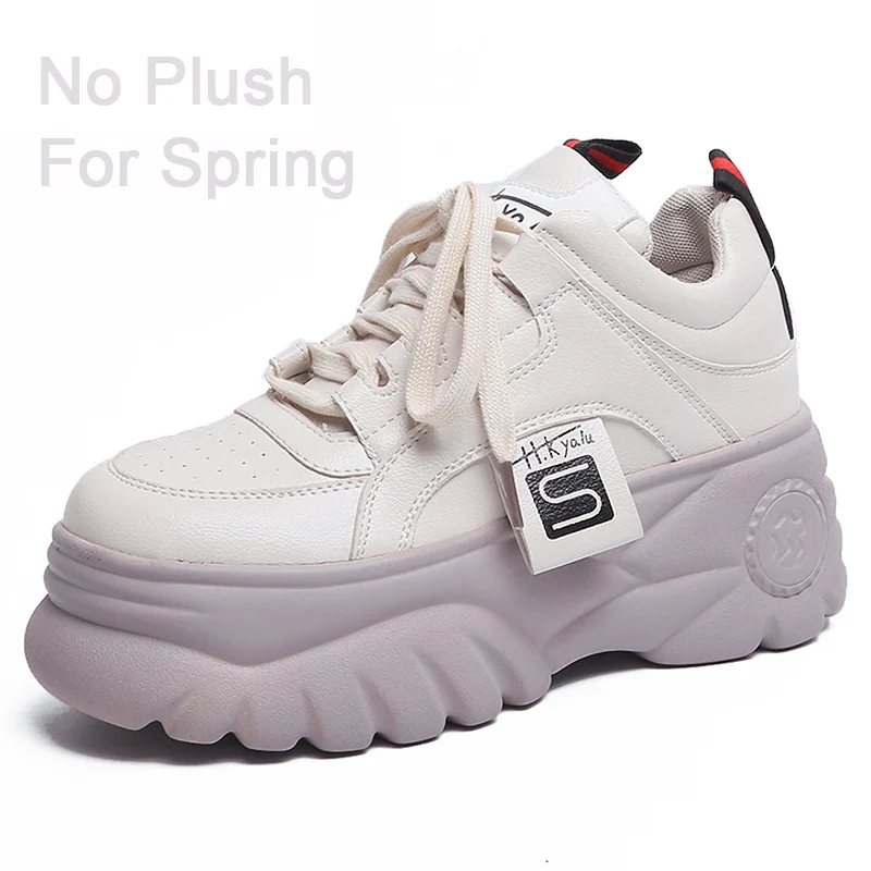 gray for spring Ulzzang/женская повседневная обувь, визуально увеличивающая рост; женские кроссовки на платформе; Туфли на танкетке на высоком каблуке; лоферы на плоской подошве; женская обувь на толстой подошве; кроссовки - Цвет: gray for spring
