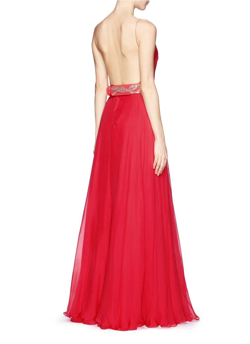 Формальные вечерние платья,, vestido de festa longo, новинка, модное сексуальное длинное красное платье с открытой спиной и поясом со стразами, вечернее элегантное платье