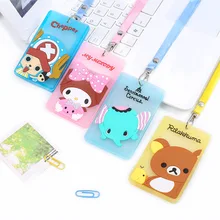 YIYOHI Cute Chi's Stitch Cat Bank Credit Card Holders Unisex PVC Neck Strap Bus ID Identity Badge Lanyard