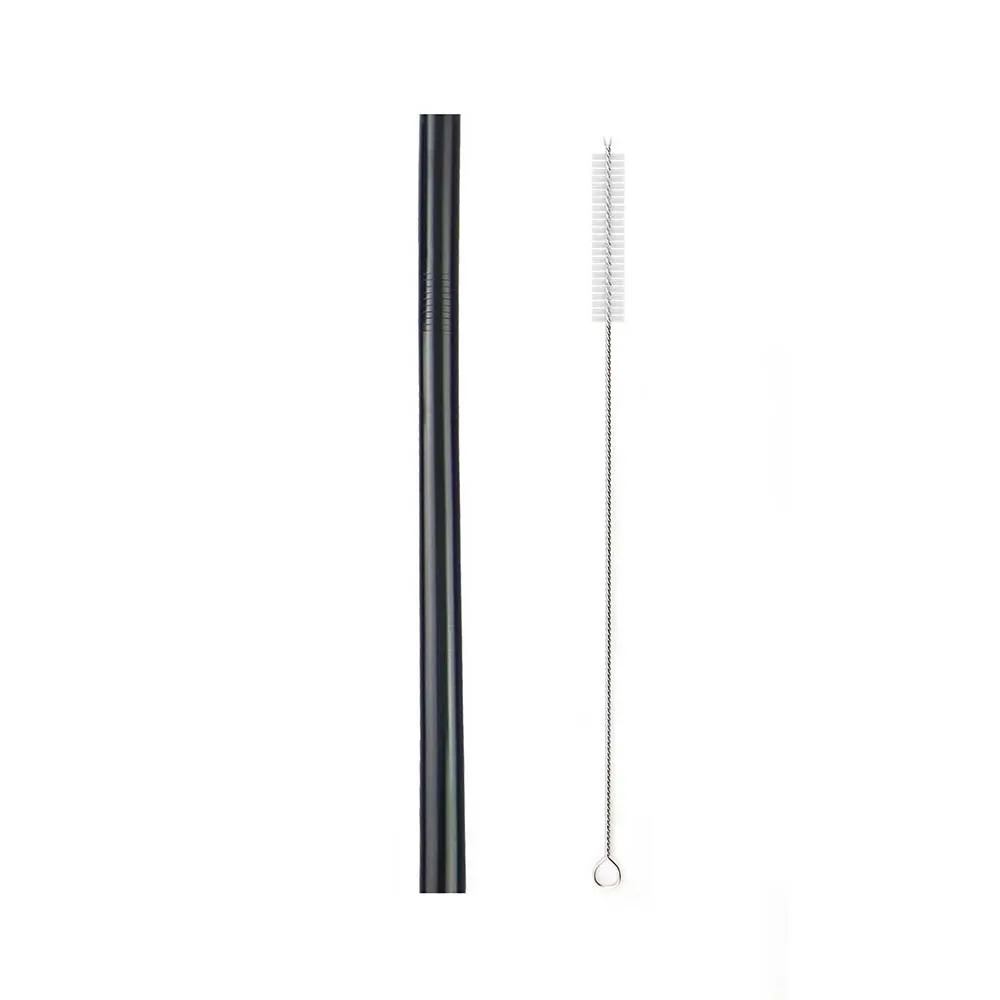 1Pcs Straight Black 1 шт многоразовая Питьевая соломинка 12 мм металлическая соломинка набор 304 из нержавеющей стали соломинка жемчужный молочный коктейль пузырьковая чайная соломинка с чистящей щеткой - Цвет: 1Pcs Straight Black