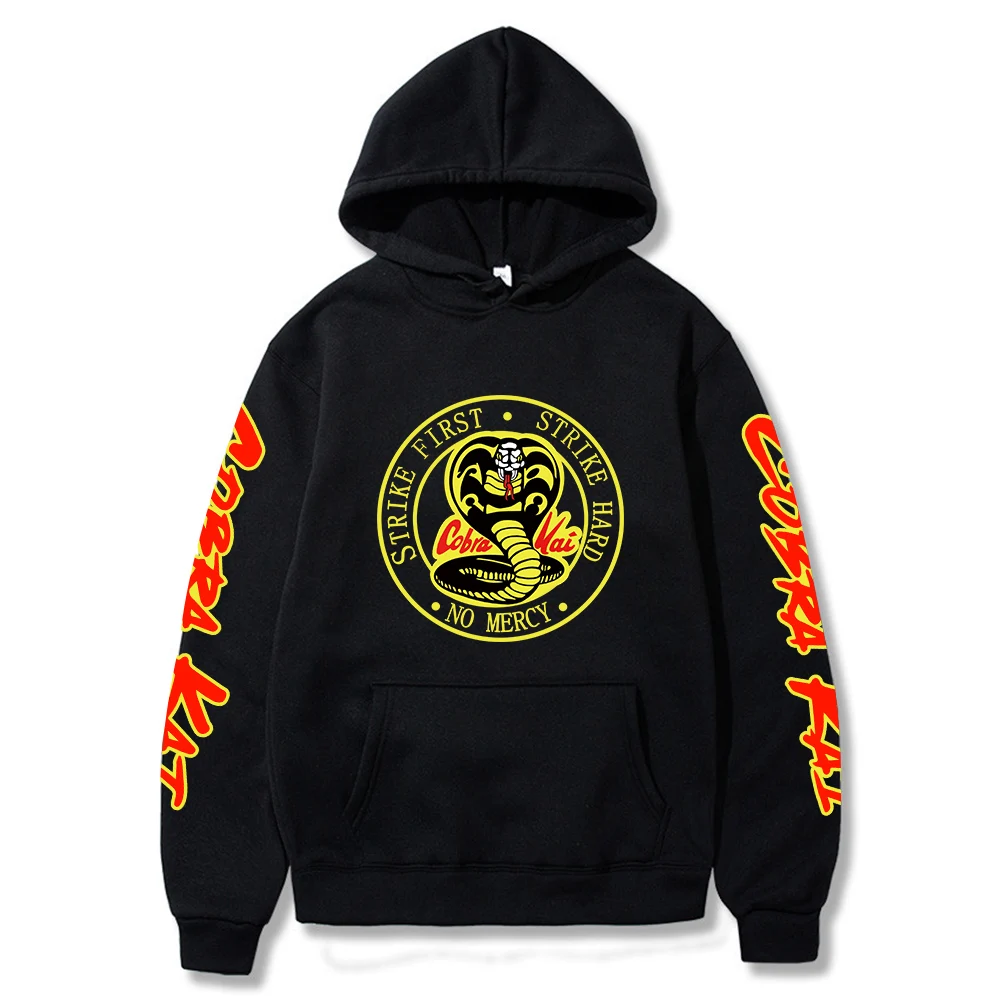 Sudadera con capucha con estampado de COBRA KAI, pulóvers informales con capucha de Strike Hard Strike First No Mercy
