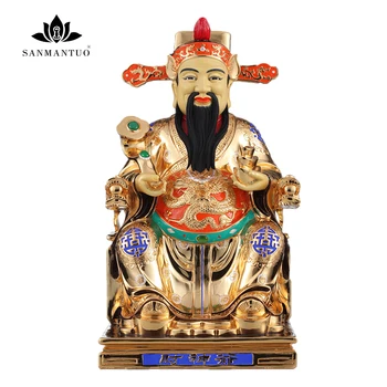 

Buddhist supplies God of Wealth Buddha statue home decoration family worship five road God of Wealth color gold all copper