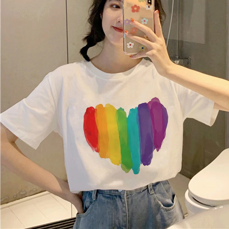 Новый Радужный Флаг ЛГБТ Футболка Love Wins love is футболка для женщин Harajuku Ullzang