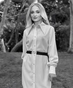 

High Quality Women Dress Runway Designer 2020 Spring Dresses Single Breasted Belt Striped Long Sleeves Vestido White Shirt Dress