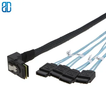 

Angled Mini SAS 36Pin (SFF-8087) Male to 4 SATA 7Pin Female Cable, Mini SAS Host/Controller to 4 SATA Target/Backplane