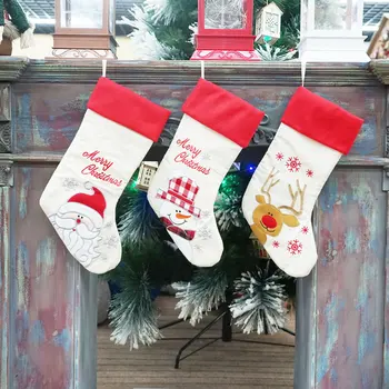 

New Year Gifts Bag Christmas Xmas Tree Ornament Santa Large Christmas Stocking Candy Bag Gift Bag Christmas Decorations for Home