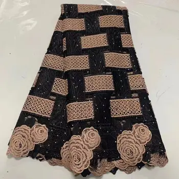 

2020 African Net Lace Fabric, High Quality Elegant Nigerian Wedding Lace Fabrics 5Yards Stones French Tulle lace YYZ7873