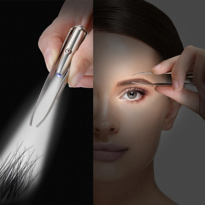 Макияж инструмент светодиодный свет ресниц pinzas cejas выщипывание бровей Пинцет из