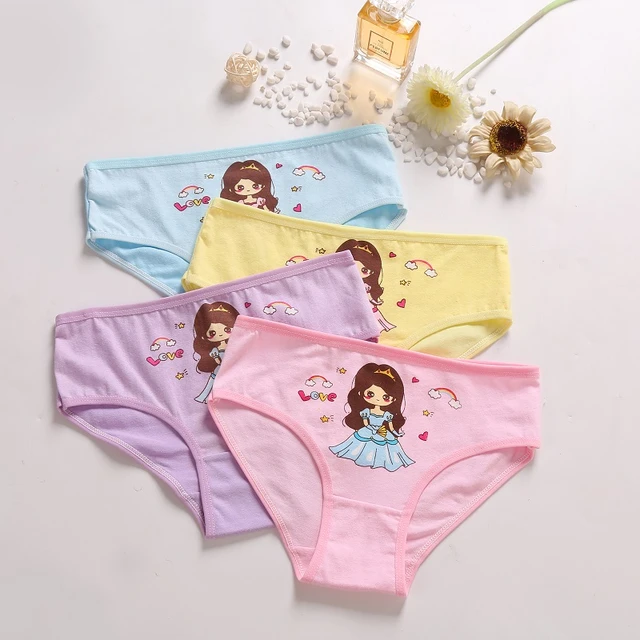 4 Pcs/Lot Girl's Panties Lovely Baby Girls Underwear Cartoon Cat