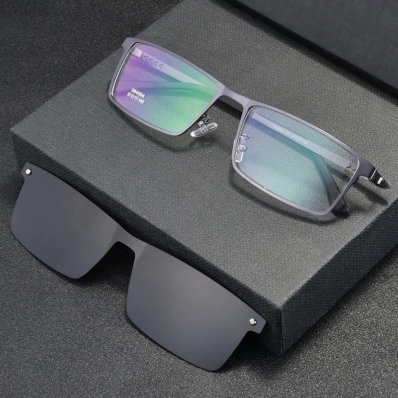 Оптическая оправа для очков для мужчин и женщин с зажимом, солнцезащитные очки, поляризационные Магнитные очки для мужчин, очки для близорукости, полностью металлические