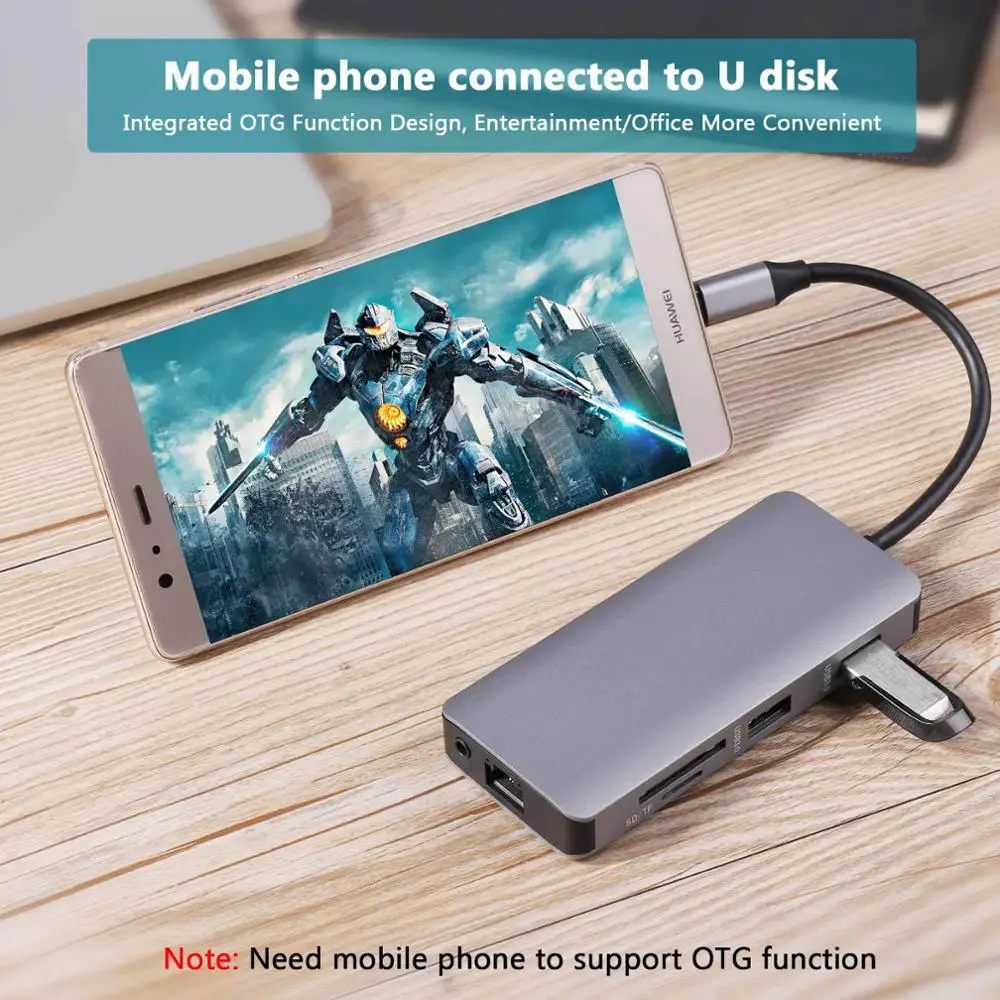 9 в 1 usb-хаб к USB C концентратор 4K HDMI VGA USB 3,0 AUX адаптер док-станция для MacBook Pro/Air huawei Xiaomi samsung S9 S8 type-C концентратор