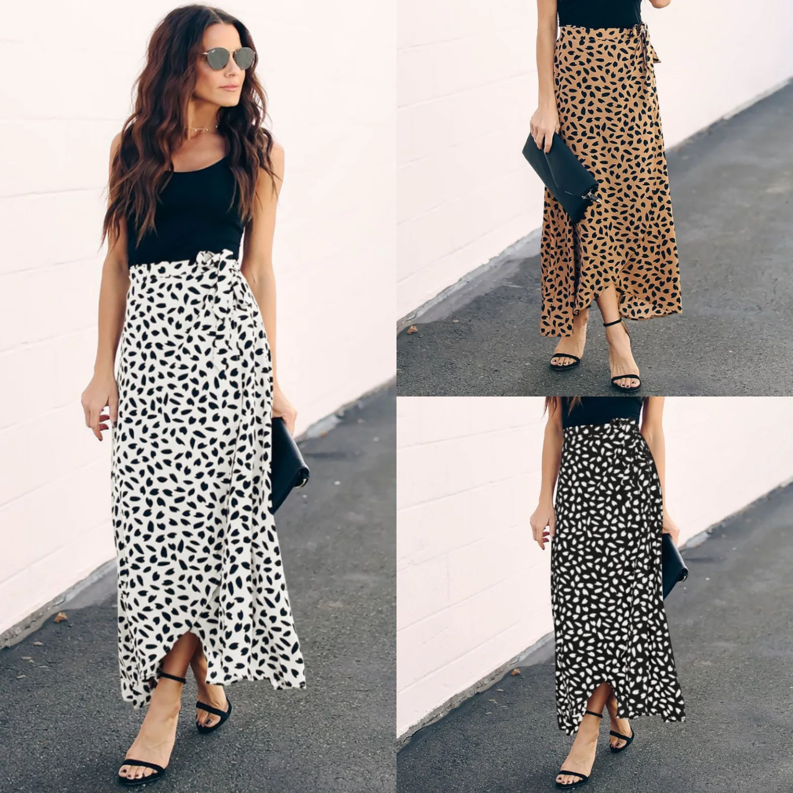 Hot Selling Summer New Products WOMEN'S Dress Polka Dot Printed Slit Long Skirts Skirt 2820