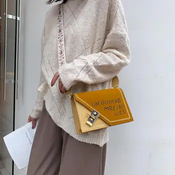 

Hot Sale Handbags Solid Color Fashion Letters Women Messenger Shoulder Bag Leather Flap Casual Crossbody Bag Daily Shopping