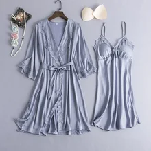 Женский пижамный комплект из 2 предметов с v-образным вырезом, сексуальное летнее кимоно, ночная рубашка, домашняя одежда, ночной халат, ночная рубашка