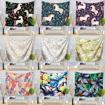 

Tapestry Animal Magical Horse Magic Wall Hanging White Horse Tapisserie Flowers Dropshipping Suppliers