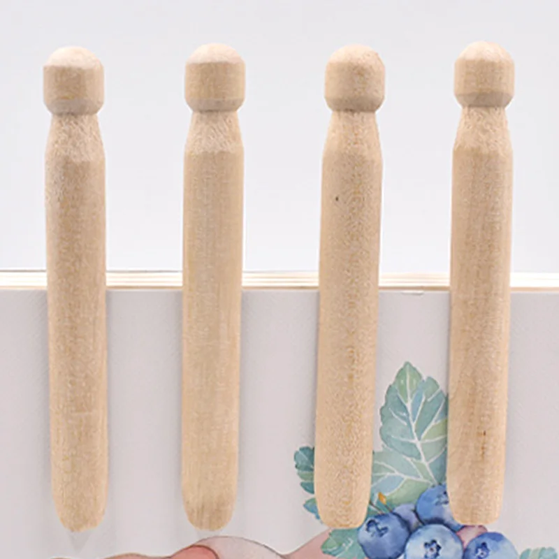 5pcs/Set Natural Wooden Sealing Clip Wooden Clothes Pegs Doll Clothespins  Round Wooden Clothes Pins Wooden