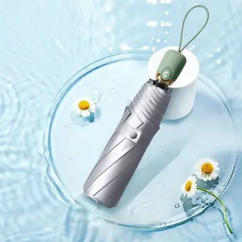 

Mini 3 folding Automatic umbrella Titanium silver glue Sun protection Anti-UV UPF50+5-folding umbrella women Umbrelle rain women