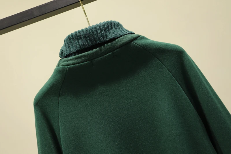 Осенний женский Harajuku плюс размер зеленый вязаный свитер зимний хип хоп утолщенный водолазка уличная толстовка свободные пуловеры