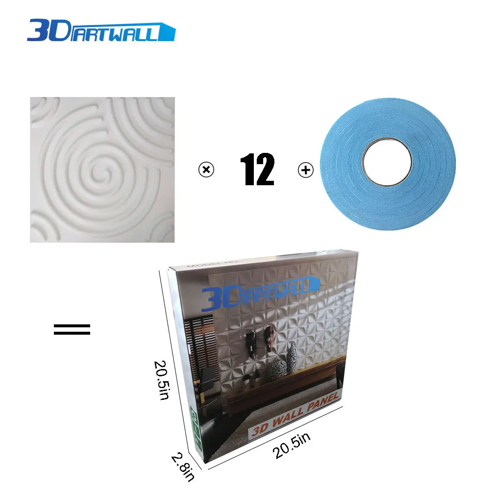 Paintable 3D текстура стеновые панели Белый вихревой декоративные наклейки на стену упаковка из 12 плиток 32 кв футов(ПВХ