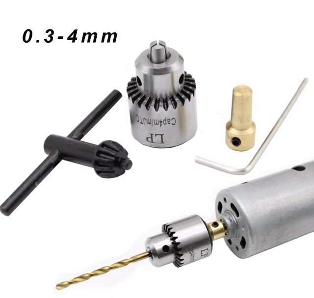 Mandrin De Perceuse À Micro Moteur, Plage De Serrage De 0.3 À 4mm, Mandrin  De Mini Perceuse À Cône Avec Clé De Mandrin, Arbre De Moteur Électrique En  Laiton De 3.17mm 