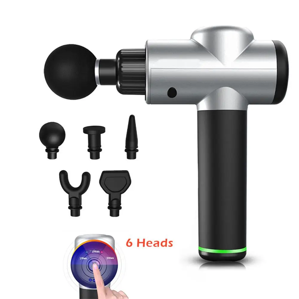 Массажный пистолет ручной беспроводной перкуссионный массажер для облегчения боли в мышцах ультра-тихий массажный аппарат с 6 сменными массажными головками