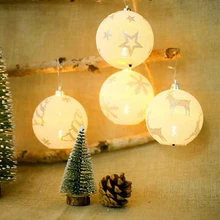 Романтический светодиодный светящиеся шары Снежинка Лось звезда печати украшения для рождественской елки украшения Рождественские вечерние наружный Декор