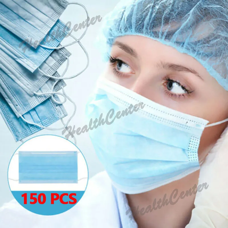 

150Pcs/Pack Masks Nonwoven Disposable Flu Hygiene Face Mask PM2.5 Anti Virus Non Civilian Respirator Soft Breathable Mouth
