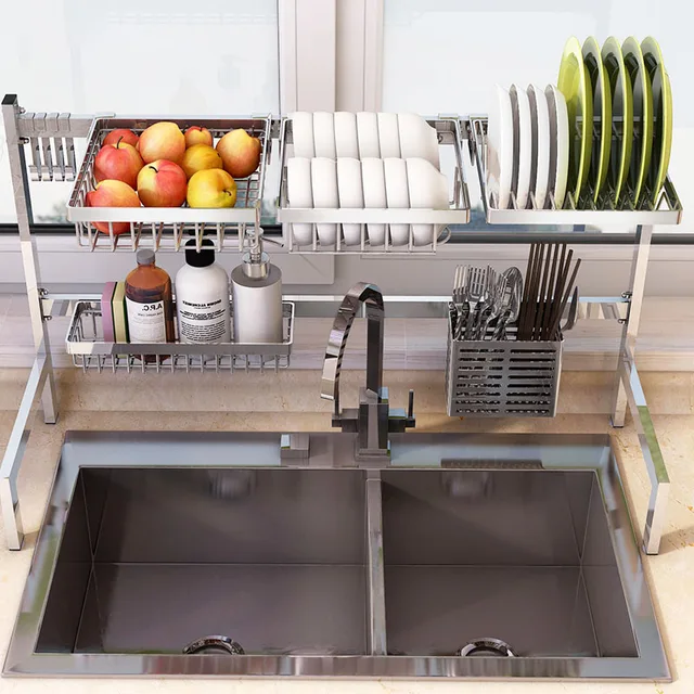 Organizer Armario De Despensa Cocina Organizador Pantry Dish Drainer  Stainless Steel Cozinha Rack Kitchen Cabinet Storage Basket - Racks &  Holders - AliExpress