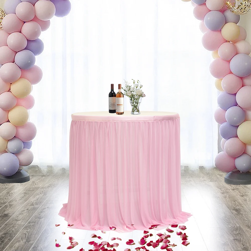 

6ft 9ft 14ft Fluffy Tulle Table Skirt Tutu Table Cloth for Baby Shower Banquet Christmas Birthday Wedding Party