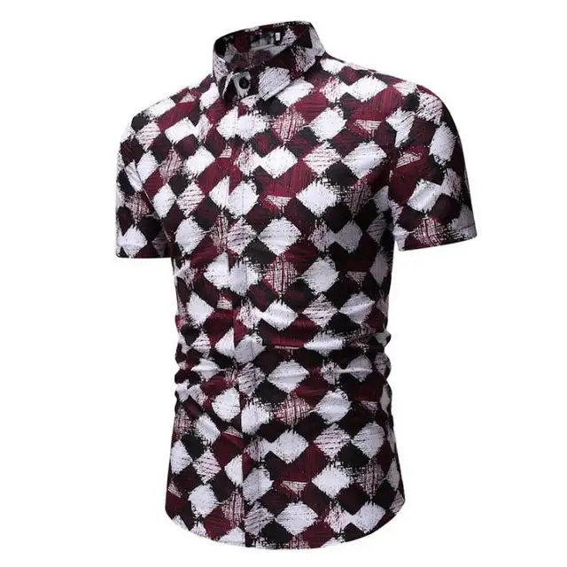 Spot new summer shirt men's Asian PRINTED SHIRT COTTON cardigan short sleeve loose collar shirt - Цвет: YS02 purple