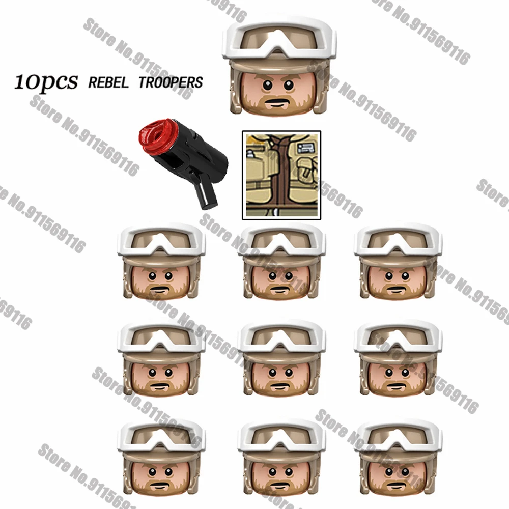 10Pcs Rebel Troopers Battle Pack Building Blocks Mattoni Star Action Figure Wars Toys Kids